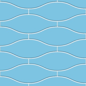 tile, wave med blue 2x6 with white grout lines