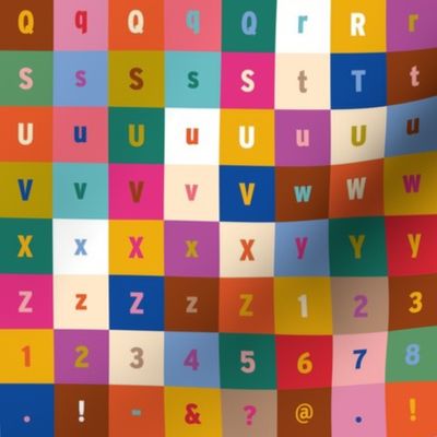 Block Letter Alphabet (Small) to Cut, Spell, & Sew Multicolor - 1" Grid, 1/4" seam allowance around each letter, for personalizing sewing projects 