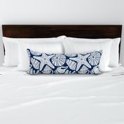 Ocean Floor - Summer Nautical Seashells Navy White Large