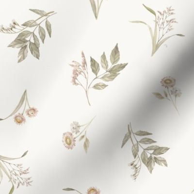 Everlasting Flora - Dried Flower Pattern Dainty - Cream BG