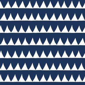 Hand-drawn Triangle Horizontal Stripes in Navy Blue and White