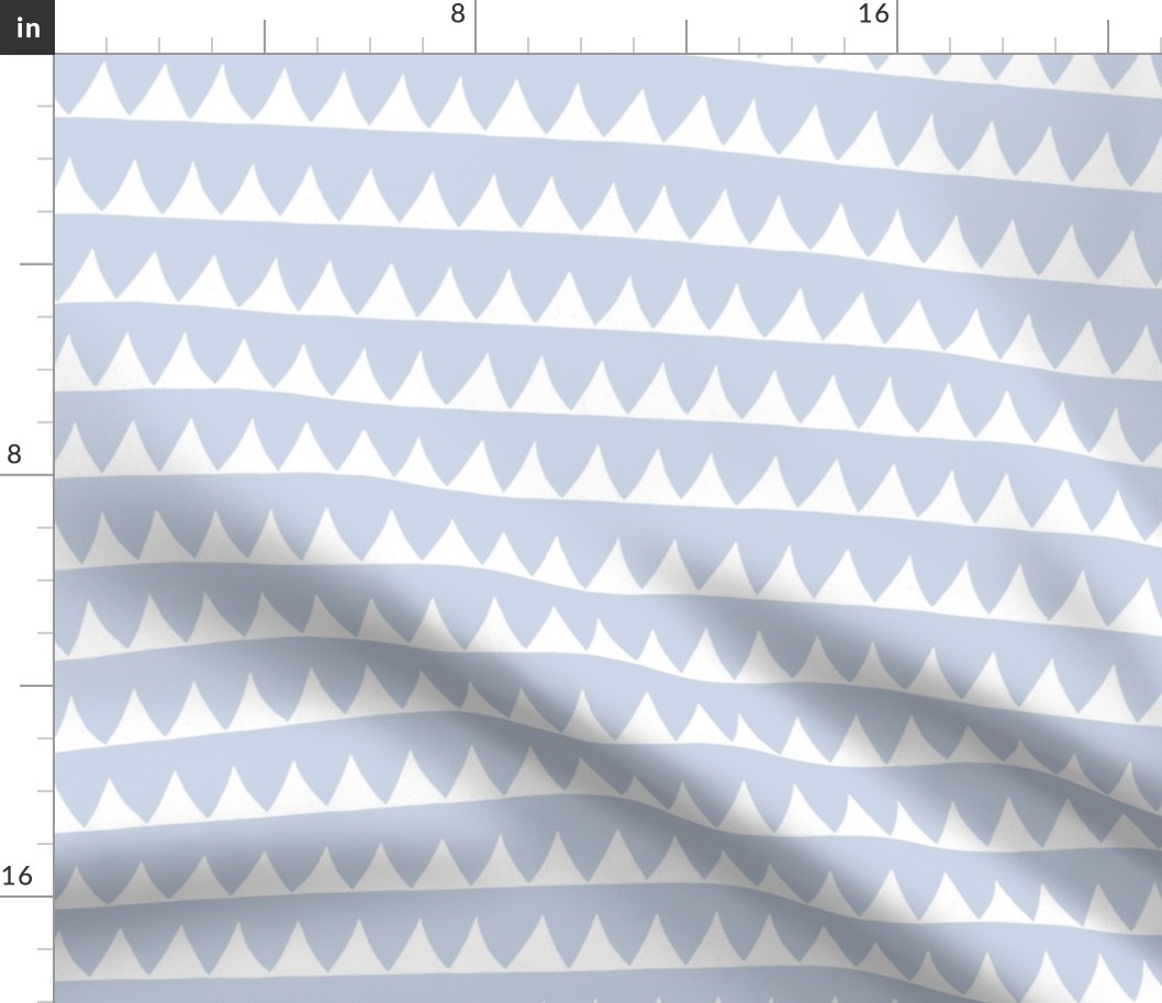 Hand-drawn Triangle Horizontal Stripes in Light Powder Blue and White