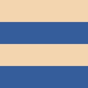 Beige-white-bold-regular-horizontal-lines-on-vintage-ocean-blue---XL-jumbo