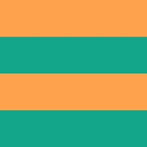 Turquoise-green-bold-regular-horizontal-lines-on-vintage-bright-bold-orange---XL-jumbo