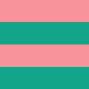 Turquoise-green-bold-regular-horizontal-lines-on-vintage-soft-pink---XL-jumbo