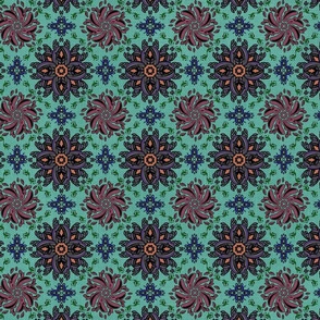 Geometric Sweater Mandalas on Light Teal