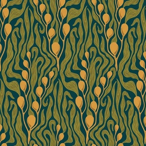 Nouveau Sea Kelp // Ocean plants // Dark Teal, Green and Yellow