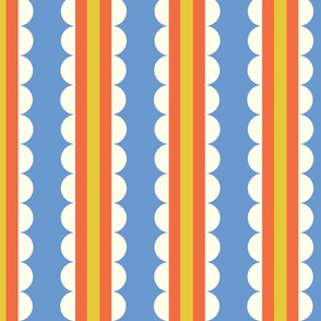 Scalloped Stripes Light Blue and Orange