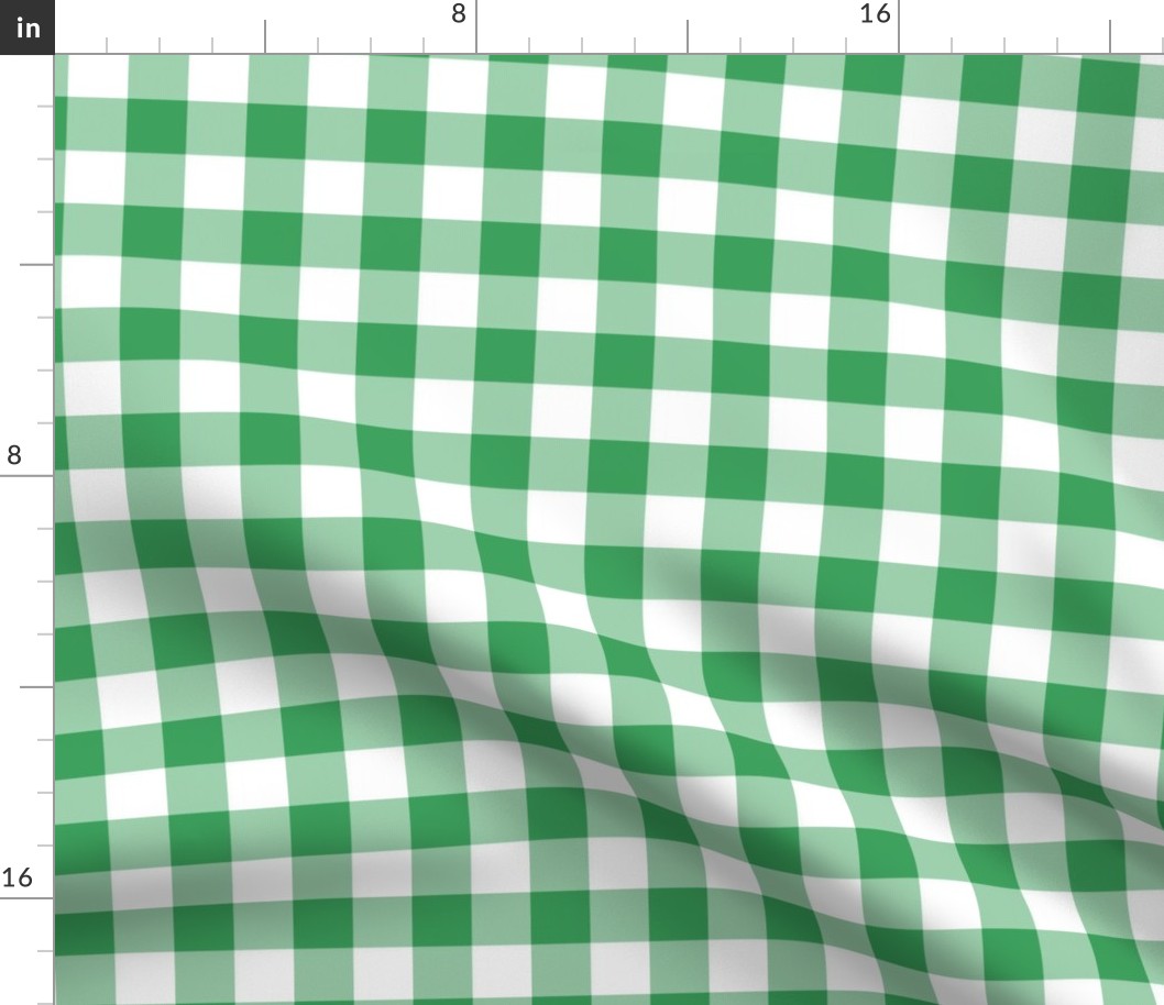 green and white gingham, 1" check
