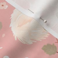 Pastel Fennec Fox Blush Pink Cherry  Blossoms for a Dreamy Girls' Room Floral Large Repeat