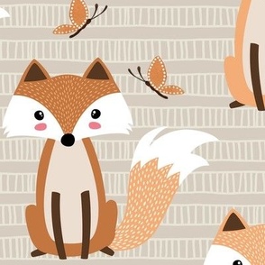 Fox and Butterfly (oyster beige)