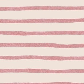 Medium Hand Drawn Pastel Stripes in Salmon Pink