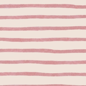 Large Hand Drawn Pastel Stripes in Salmon Pink