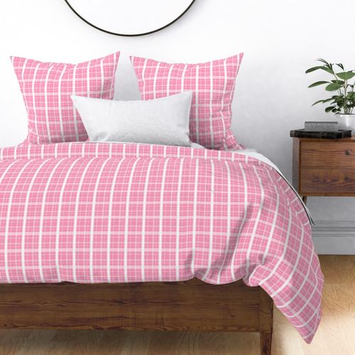 Retro Florals - Complementary Plaids -  White on Pink