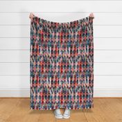 Ikat with watercolor pattern brown blue red