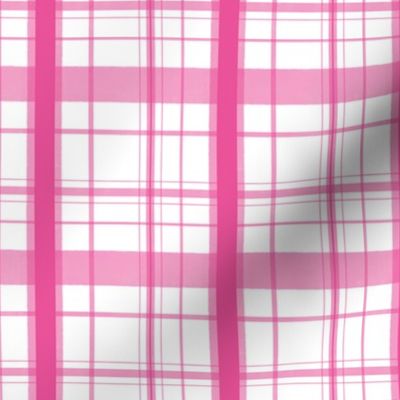 Retro Florals - Complementary Plaids - Magenta on White