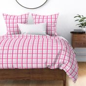 Retro Florals - Complementary Plaids - Magenta on White