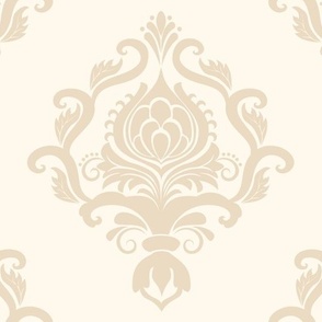 Classic Cream Damask Pattern with Elegant Floral Designs