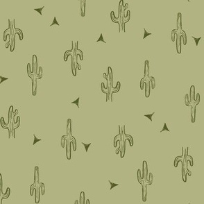 Desert Cactus / western desert / boho olive and green