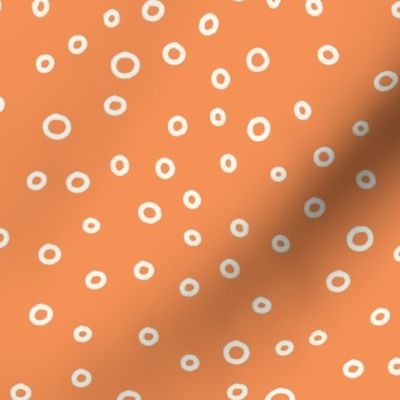 Ocean Life: Hand-Drawn Water Bubbles on a Red Orange Background