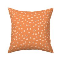 Ocean Life: Hand-Drawn Water Bubbles on a Red Orange Background