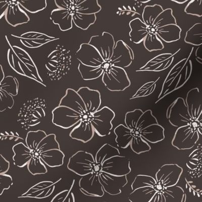 Sketched dogwood floral/ western desert / vintage americana gothic darker