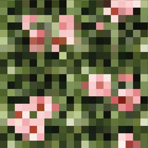 Random green and pink squares from deep to light tones