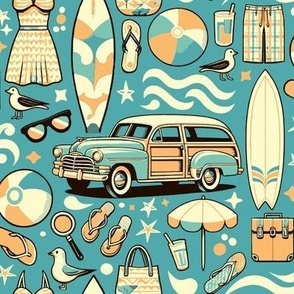Take me to the Beach - Summer Pattern in Blue and Orange