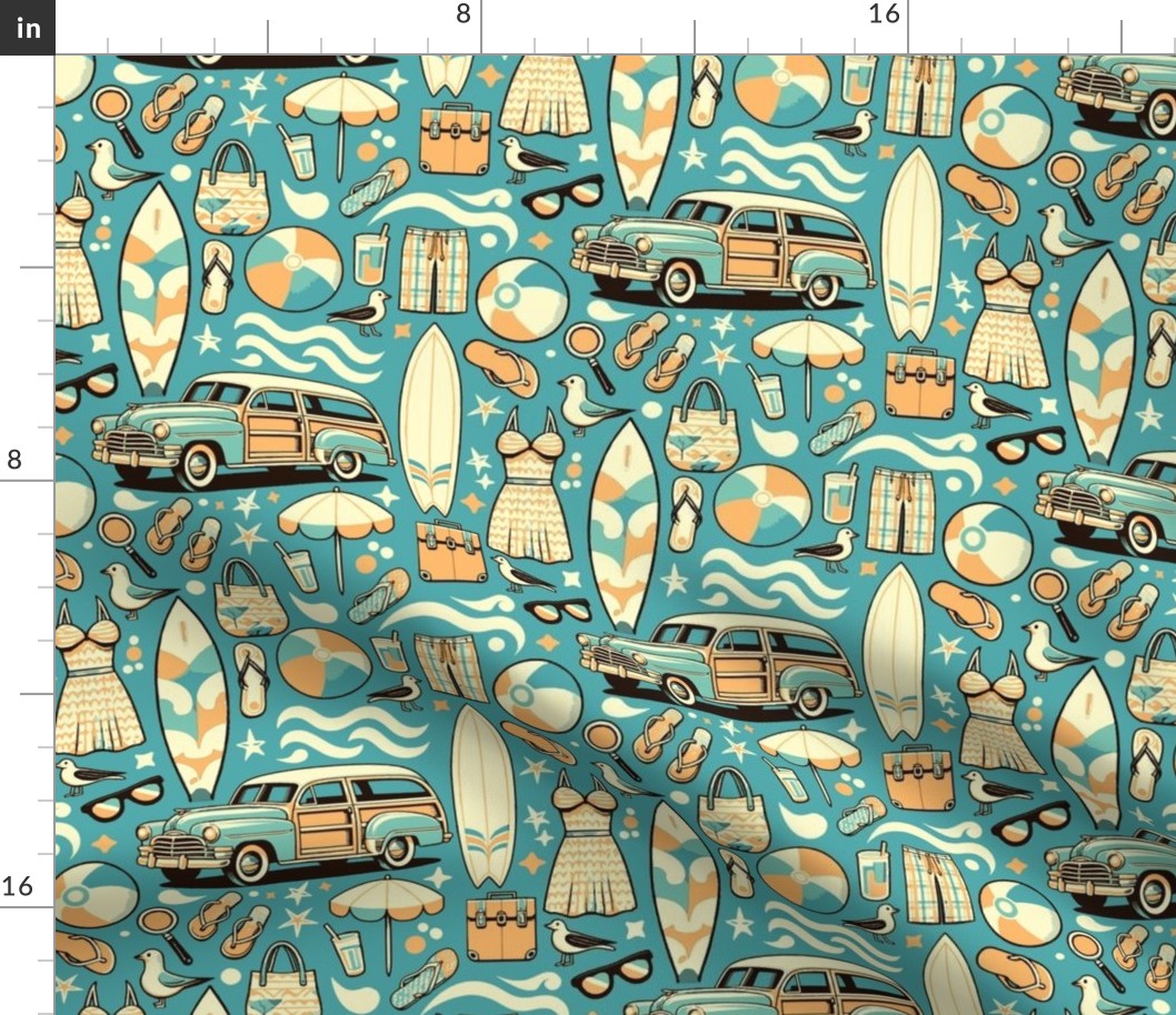 Take me to the Beach - Summer Pattern in Blue and Orange