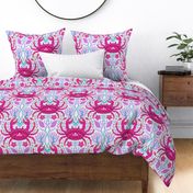 beach vibes crabs, shells and fish in pink, purple and blue  - watercolor - home decor - bedding - wallpaper - curtains - swimming suits - summer.