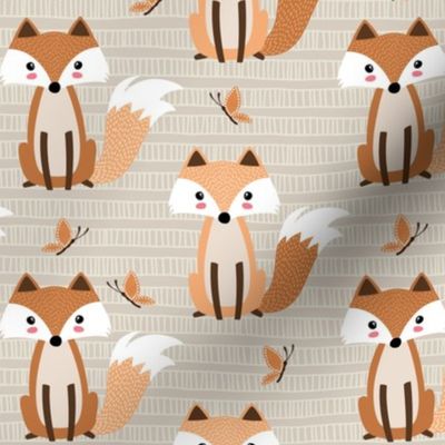 Fox and Butterfly (oyster beige) SMALL