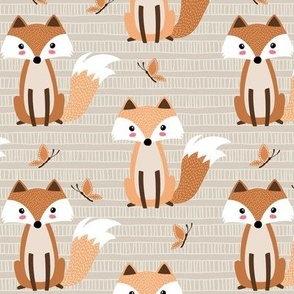 Fox and Butterfly (oyster beige) SMALL