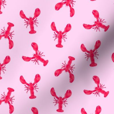 Watercolor Lobsters on Pink