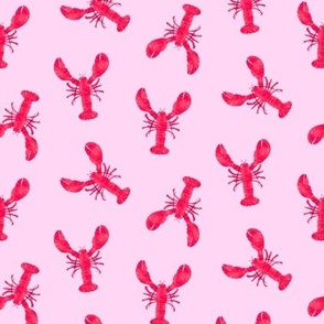Watercolor Lobsters on Pink