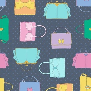 handbags_ navy dots background