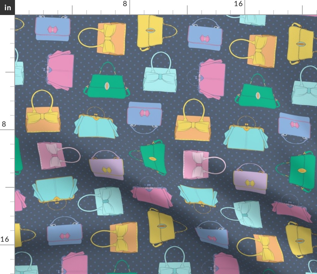 handbags_ navy dots background