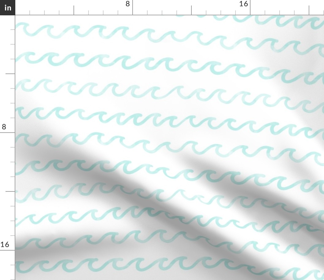 Aqua Watercolor Ocean Waves