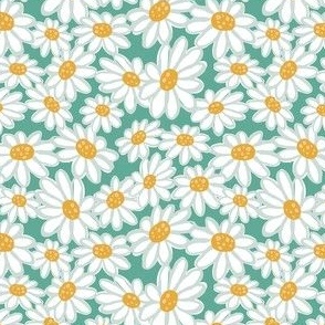 Flower Power Daisies on Teal