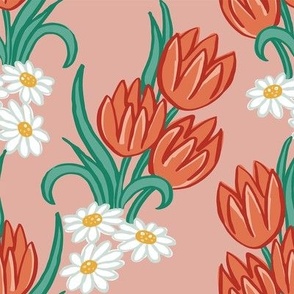 Coral Springtime Tulips