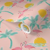Tropical Beach Day Flamingo Pattern
