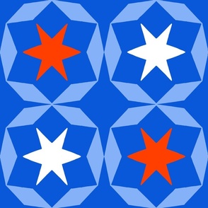 Blue Star Hex Pennsylvania Dutch Flag Colors July Fourth Independence Day Retro Modern Summer Geometric Pattern
