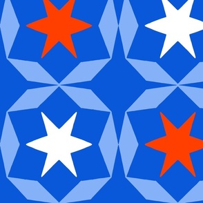 Big Blue Star Hex Pennsylvania Dutch Flag Colors July Fourth Independence Day Retro Modern Summer Geometric Pattern
