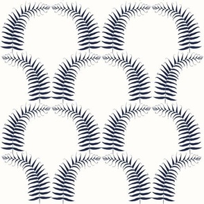 Modern Fern Art Deco Scallop in navy and white