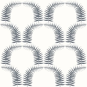 Modern Fern Art Deco Scallop in slate and white