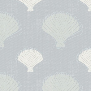 New England Faded Summer Shells (Large) - Wickham Gray, Dove White and Constellation Blue on Silver Half Dollar  (TBS237)