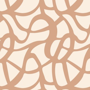 SMALL MODERN ABSTRACT WARM MINIMALISM FLOWING ORGANIC WAVY LINES EARTHY-PINK BEIGE-CREAM-OFF WHITE