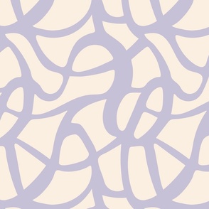 SMALL MODERN ABSTRACT WARM MINIMALISM FLOWING ORGANIC WAVY LINES PASTEL LILAC PURPLE+CREAM-OFF WHITE