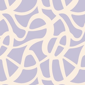 SMALL MODERN ABSTRACT WARM MINIMALISM FLOWING ORGANIC WAVY LINES PASTEL LILAC PURPLE+CREAM-OFF WHITE