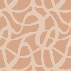 SMALL MODERN ABSTRACT WARM MINIMALISM FLOWING ORGANIC WAVY LINES EARTHY NEUTRALS-PINK BEIGE-CREAM-OFF WHITE