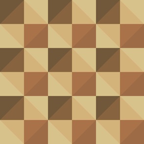 (3" sq) urban desert diamond check copper | checker checkerboard  | retro brown, bronze, burnt orange, mustard citrine yellow | small scale